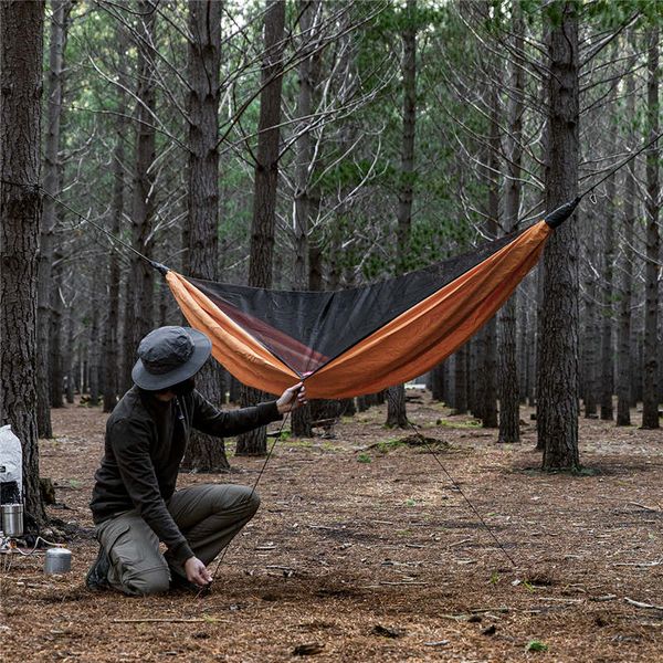 Гамак одномісний із москітною сіткою та тентом Naturehike Shelter camping NH20ZP092, 75D pongee, помаранчевий 58264 фото