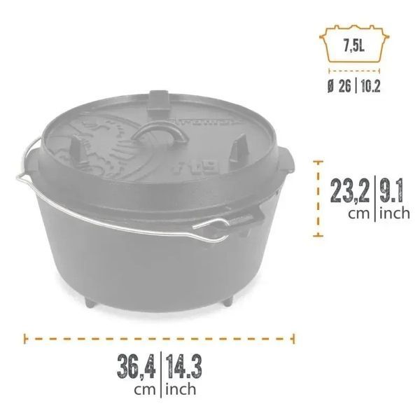 Казан-жаровня чугунная Petromax Dutch Oven ft9 на ножках 7,5 л ft9 фото