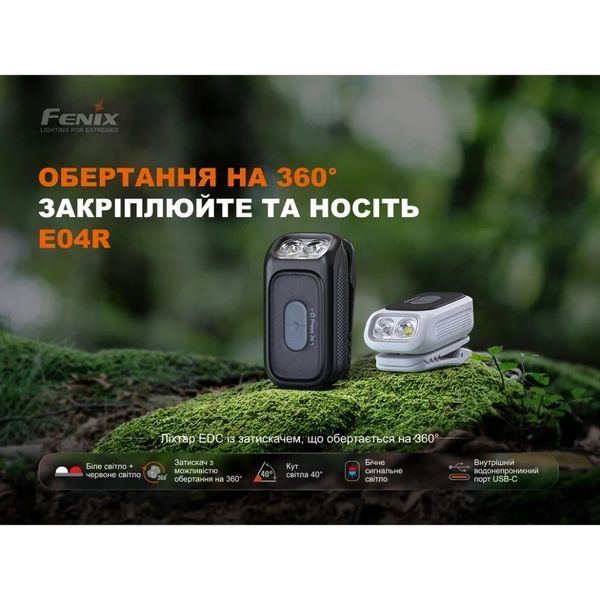 Ліхтар з кліпсою Fenix E04R, чорний E04RB фото