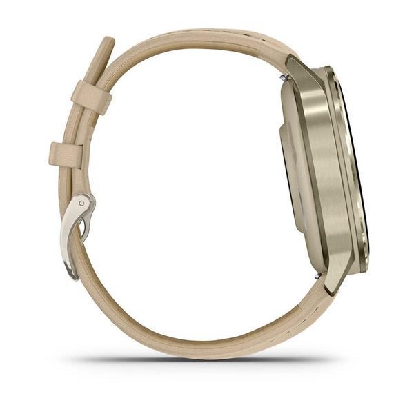 Смарт-часы Garmin Venu 4 41 мм лунное золото с силиконовым ремешком цвета кости и кожаным светло-песочным ремешком 010-03013-03 фото