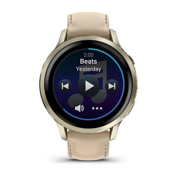 Смарт-часы Garmin Venu 4 41 мм лунное золото с силиконовым ремешком цвета кости и кожаным светло-песочным ремешком 010-03013-03 фото