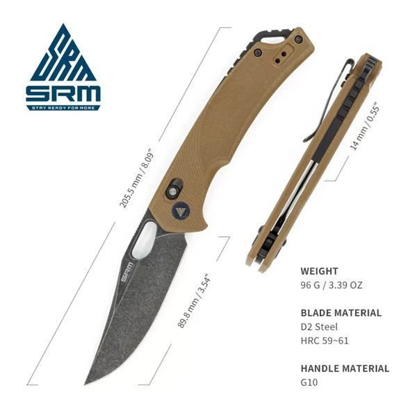 Ніж складаний SRM Retriever 9201-GW, коричневий 9201-GW фото