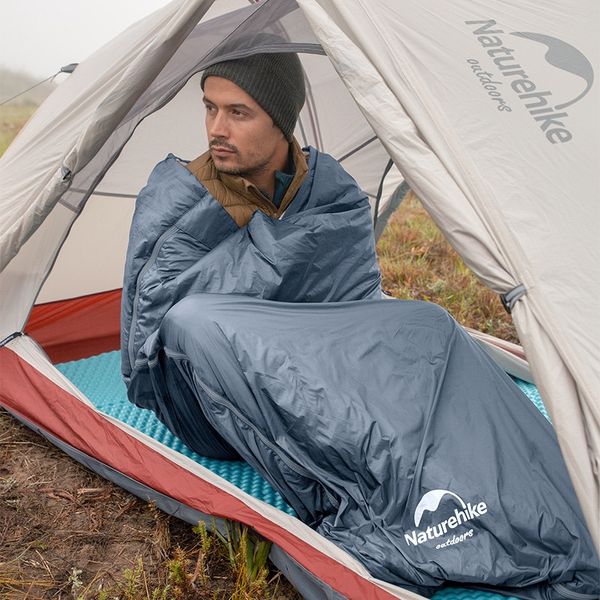 Спальник надлегкий Naturehike Ultralight LW180 NH21MSD09 лівий, (15°C), p-p M, сіро-синій 65262 фото