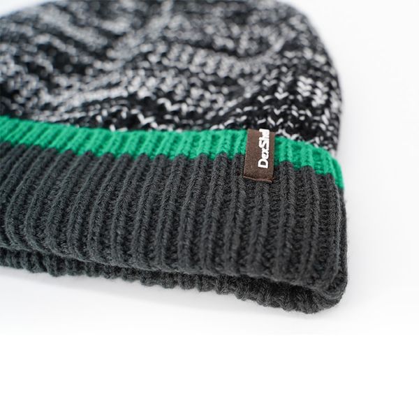 Шапка водонепроникна Dexshell Cuffed Beanie, р-р S/M (56-58 см) чорна з зеленою смугою 44371 фото