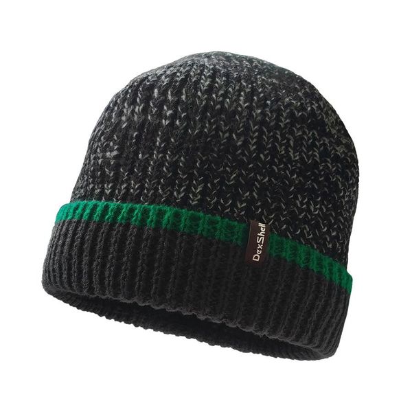 Шапка водонепроникна Dexshell Cuffed Beanie, р-р S/M (56-58 см) чорна з зеленою смугою 44371 фото