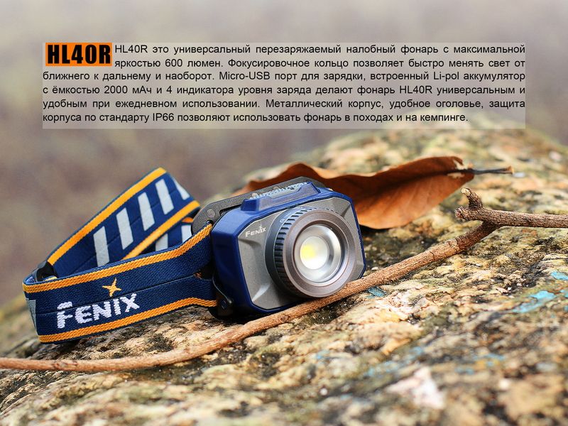 Ліхтар налобний Fenix HL40R Cree XP-LHIV2 LED сірий 44408 фото