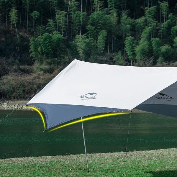 Тент для кемпінгу Naturehike Hexagon NH16T013-S, 150D / Silver Coated, 520*460 см, сіро-блакитний (з двома стійками) 58340 фото