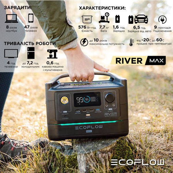 Зарядная станция EcoFlow RIVER Max (576 Вт·ч) - Refurbished REF-EFRIVER600MAX-EU фото