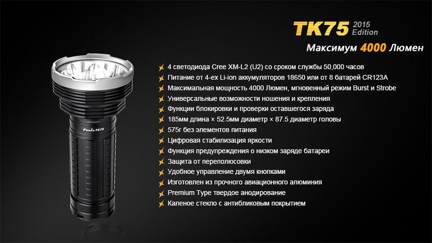 Ліхтар ручний Fenix TK75 U2 2015 44751 фото