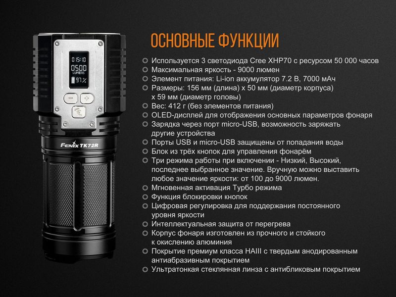 Ліхтар ручний Fenix TK72R 3 Cree XHP70 45654 фото