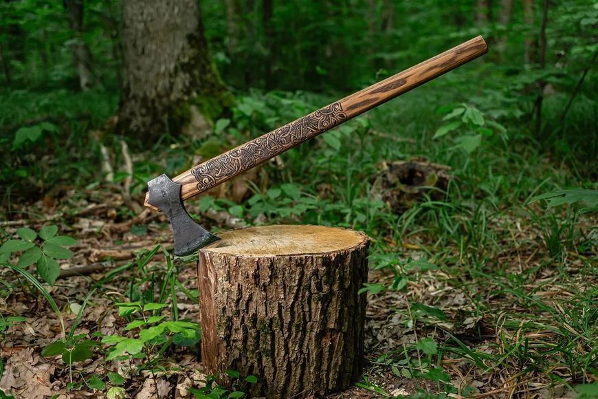 Топор Fadir Tools Viking Axe with Long Shaft with carved handle 10088 фото