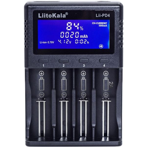 Зарядний пристрій Liitokala Lii-PD4, 4 канала, Ni-Mh/Li-ion/LiFePo4, 220V/12V, LCD, Box 66122 фото