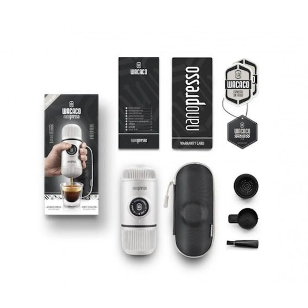 Портативна еспресо-кавоварка Wacaco Nanopresso біла з чохлом WNANOWH фото
