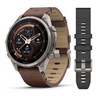 Смарт-годинник Garmin Fenix 9 Pro 47мм Titanium з Walnut коричневим шкіряним ремінцем 010-04336-41 фото