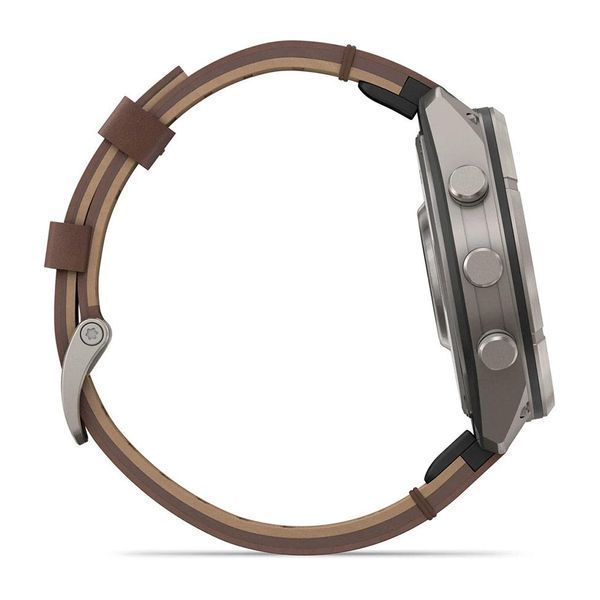 Смарт-годинник Garmin Fenix 9 Pro 47мм Titanium з Walnut коричневим шкіряним ремінцем 010-04336-41 фото