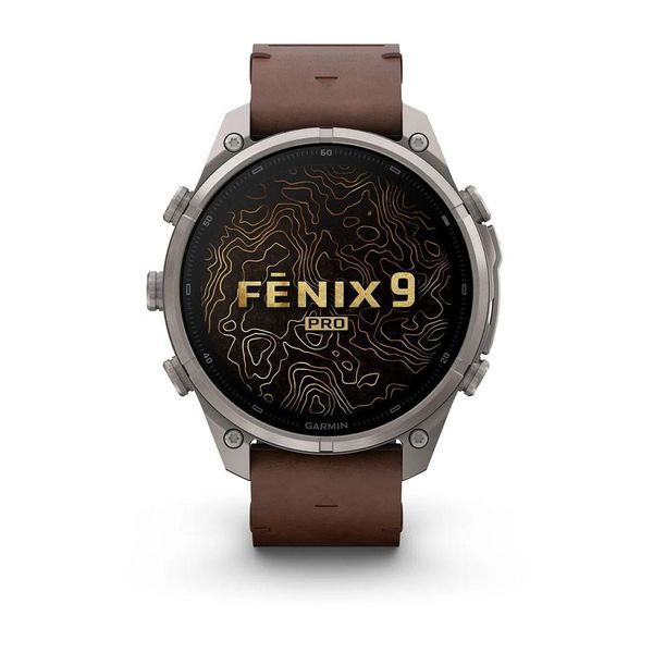 Смарт-годинник Garmin Fenix 9 Pro 47мм Titanium з Walnut коричневим шкіряним ремінцем 010-04336-41 фото