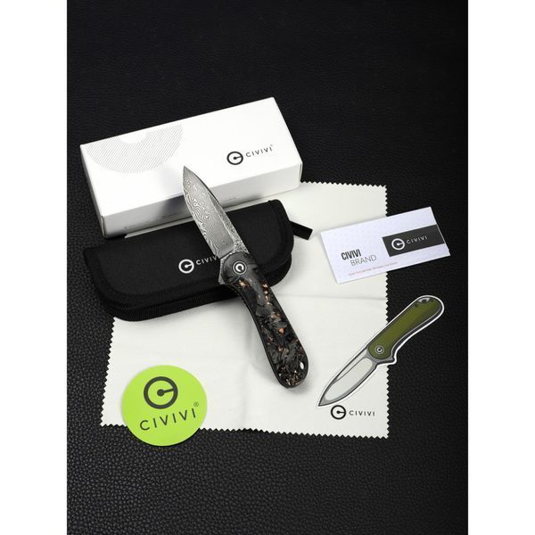 Ніж складаний кишеньковий Civivi Elementum, (7.5 см) Damascus / Carbon Fiber C907C-DS3 фото
