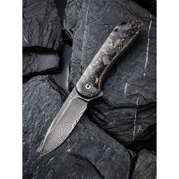 Ніж складаний кишеньковий Civivi Elementum, (7.5 см) Damascus / Carbon Fiber C907C-DS3 фото