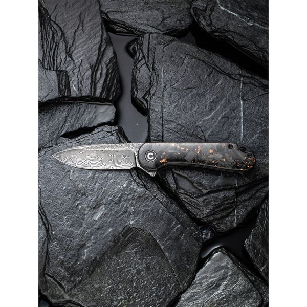 Ніж складаний кишеньковий Civivi Elementum, (7.5 см) Damascus / Carbon Fiber C907C-DS3 фото
